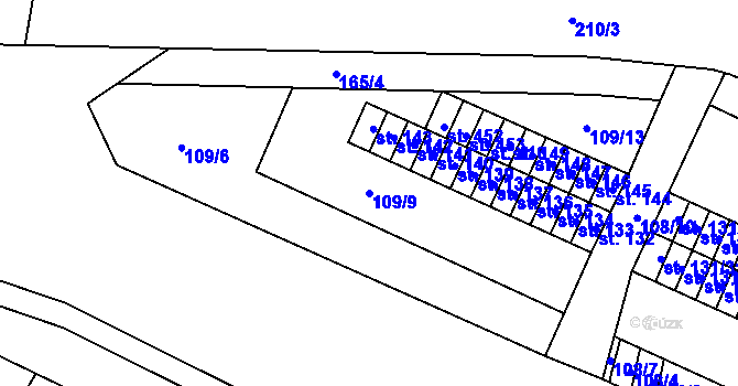 Parcela st. 109/9 v KÚ Semtín, Katastrální mapa