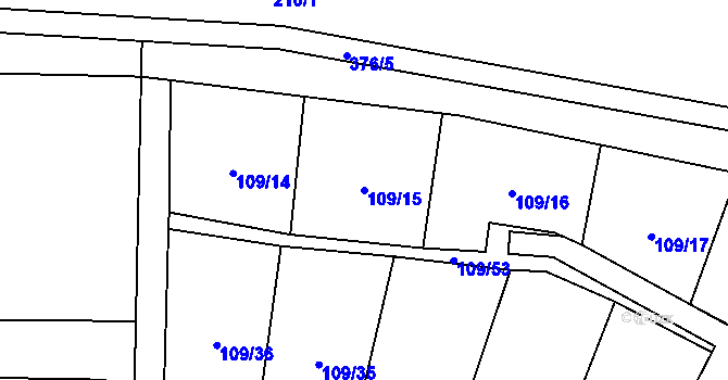 Parcela st. 109/15 v KÚ Semtín, Katastrální mapa