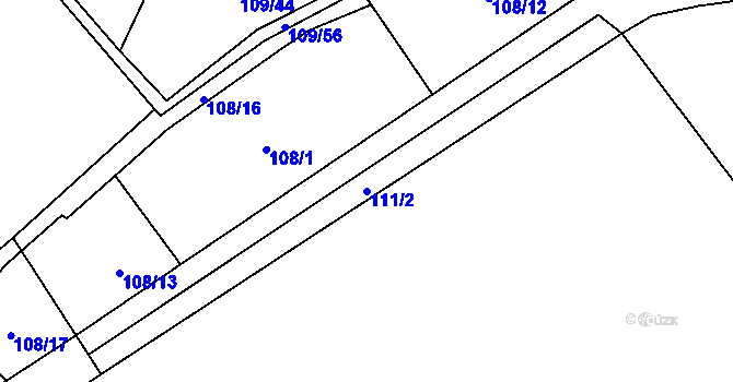 Parcela st. 111/2 v KÚ Semtín, Katastrální mapa