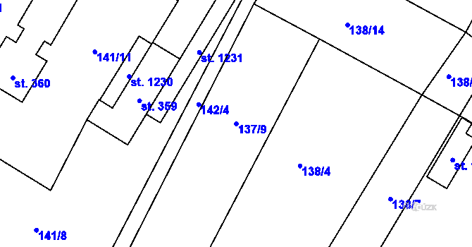 Parcela st. 137/9 v KÚ Semtín, Katastrální mapa