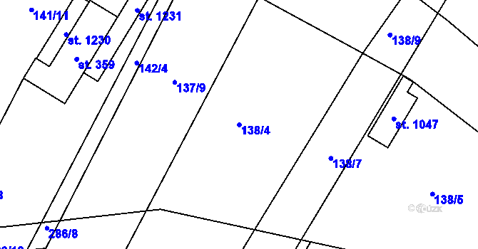 Parcela st. 138/4 v KÚ Semtín, Katastrální mapa