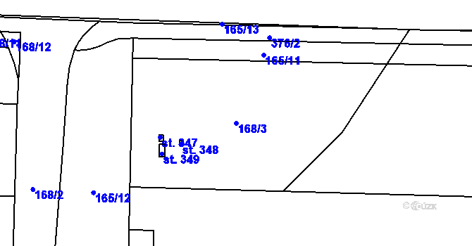 Parcela st. 168/3 v KÚ Semtín, Katastrální mapa