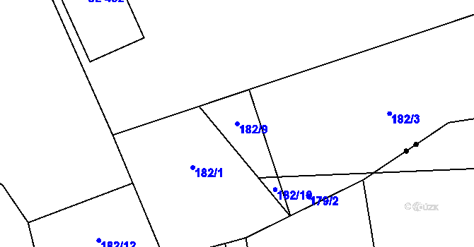 Parcela st. 182/9 v KÚ Semtín, Katastrální mapa