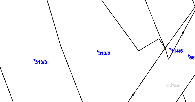 Parcela st. 313/2 v KÚ Semtín, Katastrální mapa
