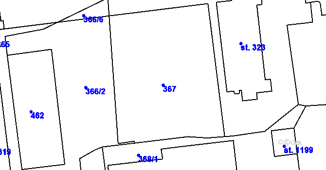 Parcela st. 367 v KÚ Semtín, Katastrální mapa