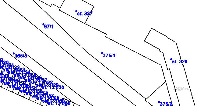 Parcela st. 375/1 v KÚ Semtín, Katastrální mapa