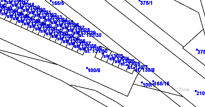 Parcela st. 130/3 v KÚ Semtín, Katastrální mapa
