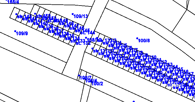 Parcela st. 131/32 v KÚ Semtín, Katastrální mapa