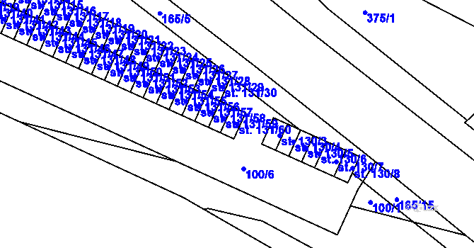Parcela st. 131/60 v KÚ Semtín, Katastrální mapa