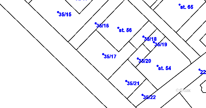Parcela st. 35/17 v KÚ Semtín, Katastrální mapa
