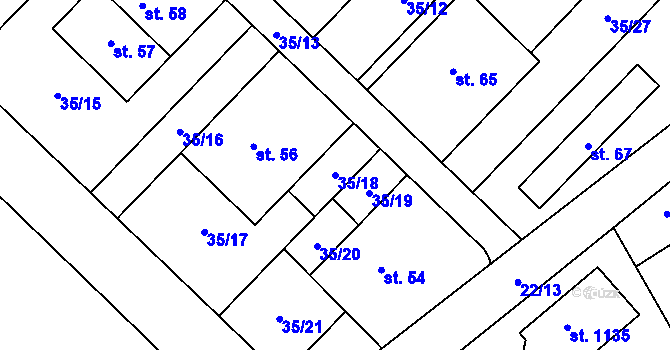 Parcela st. 35/18 v KÚ Semtín, Katastrální mapa