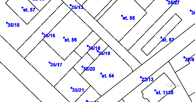 Parcela st. 35/19 v KÚ Semtín, Katastrální mapa