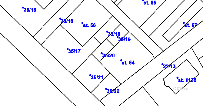 Parcela st. 35/20 v KÚ Semtín, Katastrální mapa