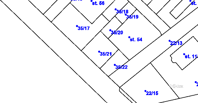 Parcela st. 35/21 v KÚ Semtín, Katastrální mapa