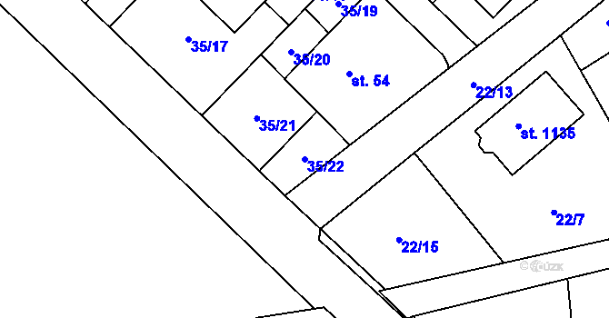 Parcela st. 35/22 v KÚ Semtín, Katastrální mapa