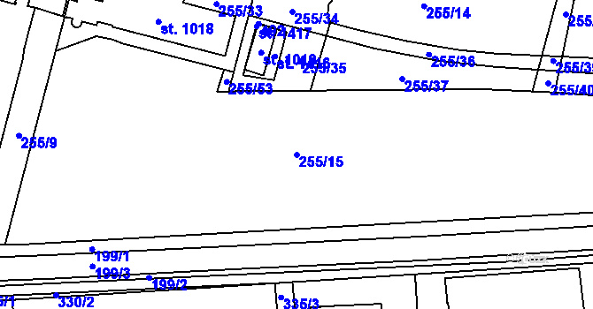 Parcela st. 255/15 v KÚ Semtín, Katastrální mapa