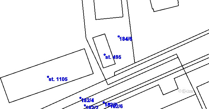 Parcela st. 495 v KÚ Semtín, Katastrální mapa