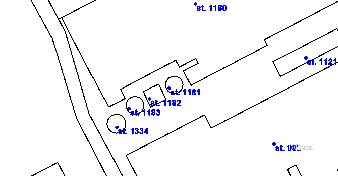 Parcela st. 1181 v KÚ Semtín, Katastrální mapa