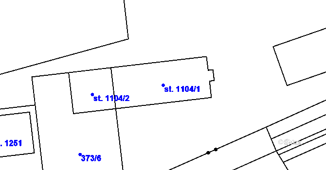 Parcela st. 1104/1 v KÚ Semtín, Katastrální mapa