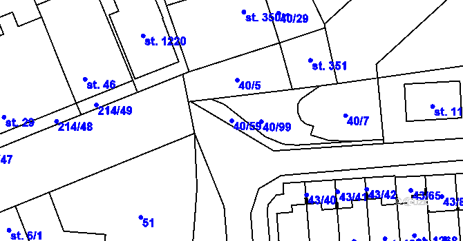 Parcela st. 40/59 v KÚ Semtín, Katastrální mapa