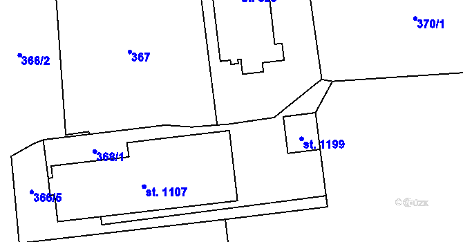 Parcela st. 368/2 v KÚ Semtín, Katastrální mapa
