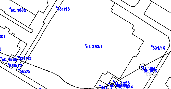 Parcela st. 393/1 v KÚ Semtín, Katastrální mapa