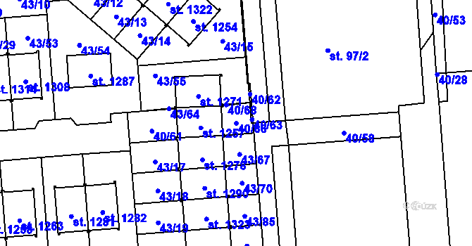 Parcela st. 40/66 v KÚ Semtín, Katastrální mapa