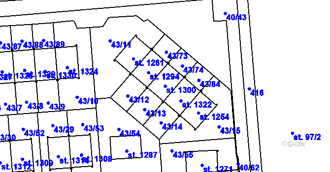 Parcela st. 1300 v KÚ Semtín, Katastrální mapa