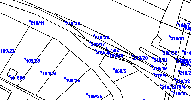 Parcela st. 210/36 v KÚ Semtín, Katastrální mapa
