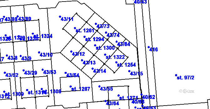 Parcela st. 1322 v KÚ Semtín, Katastrální mapa