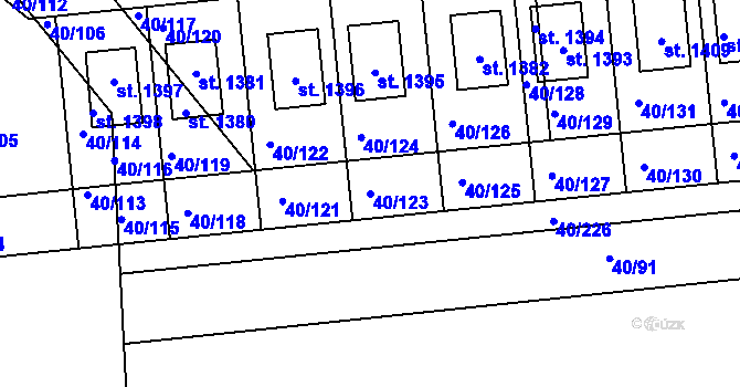Parcela st. 40/123 v KÚ Semtín, Katastrální mapa