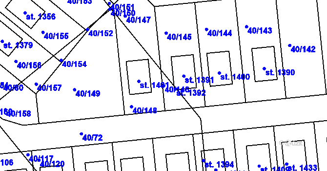 Parcela st. 40/146 v KÚ Semtín, Katastrální mapa