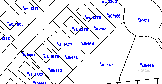Parcela st. 40/164 v KÚ Semtín, Katastrální mapa