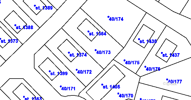 Parcela st. 40/173 v KÚ Semtín, Katastrální mapa