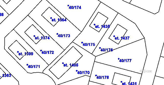 Parcela st. 40/175 v KÚ Semtín, Katastrální mapa