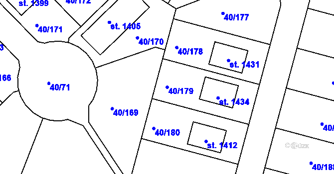 Parcela st. 40/179 v KÚ Semtín, Katastrální mapa
