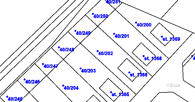 Parcela st. 40/202 v KÚ Semtín, Katastrální mapa