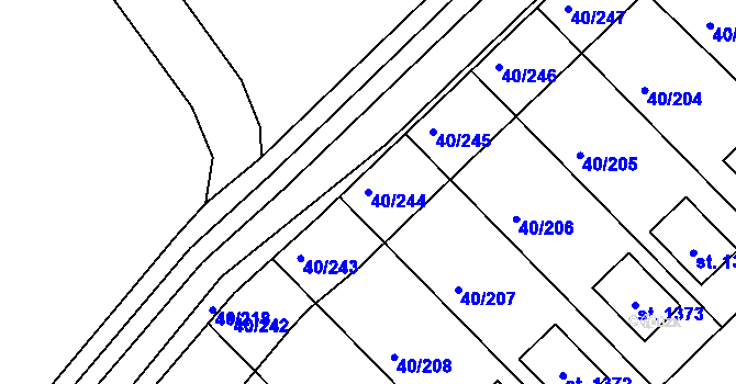 Parcela st. 40/244 v KÚ Semtín, Katastrální mapa