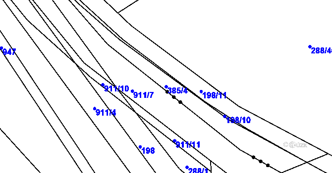 Parcela st. 385/4 v KÚ Semtín, Katastrální mapa