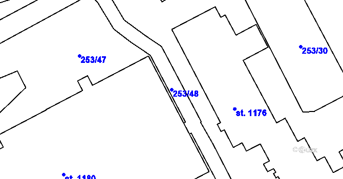 Parcela st. 253/48 v KÚ Semtín, Katastrální mapa