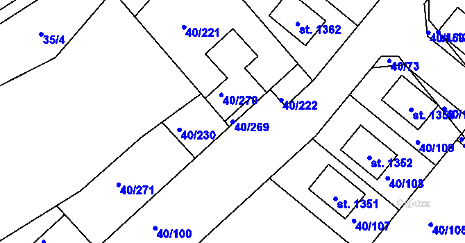 Parcela st. 40/269 v KÚ Semtín, Katastrální mapa