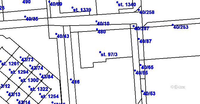 Parcela st. 97/3 v KÚ Semtín, Katastrální mapa