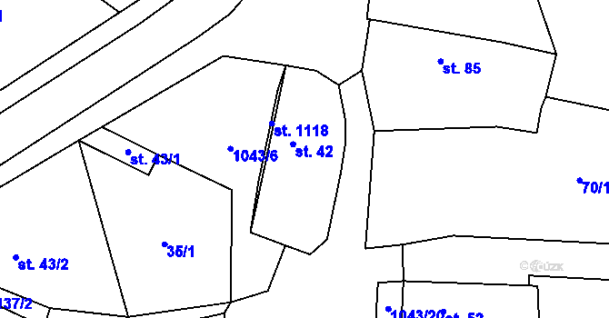 Parcela st. 42 v KÚ Sendražice u Kolína, Katastrální mapa
