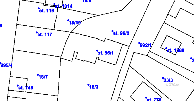 Parcela st. 96/1 v KÚ Sendražice u Kolína, Katastrální mapa