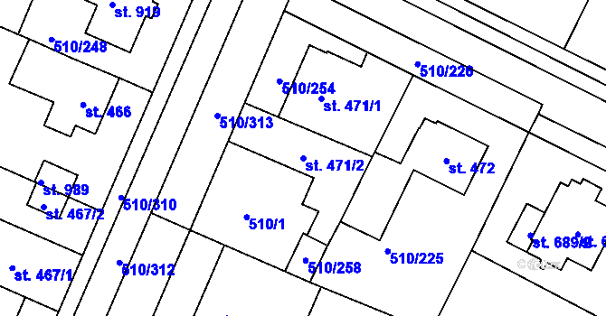 Parcela st. 471/2 v KÚ Sendražice u Kolína, Katastrální mapa