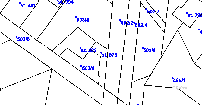 Parcela st. 878 v KÚ Sendražice u Kolína, Katastrální mapa