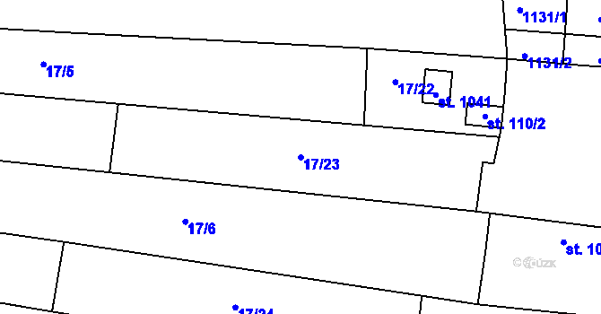 Parcela st. 17/23 v KÚ Sendražice u Kolína, Katastrální mapa