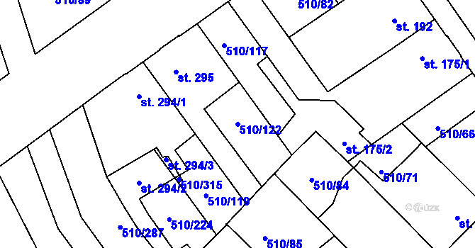 Parcela st. 510/122 v KÚ Sendražice u Kolína, Katastrální mapa