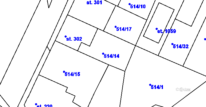 Parcela st. 514/14 v KÚ Sendražice u Kolína, Katastrální mapa