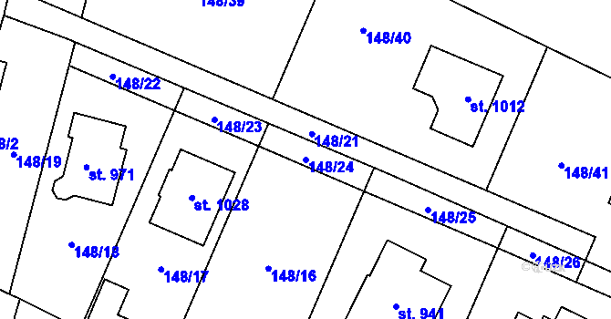 Parcela st. 148/24 v KÚ Sendražice u Kolína, Katastrální mapa